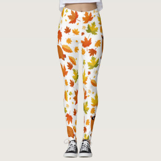 Cute Capybara and Autumn Leaves Leggings