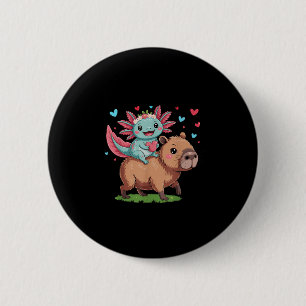 Cute Capybara And Axolotl Love For Kids 2 Inch Round Button