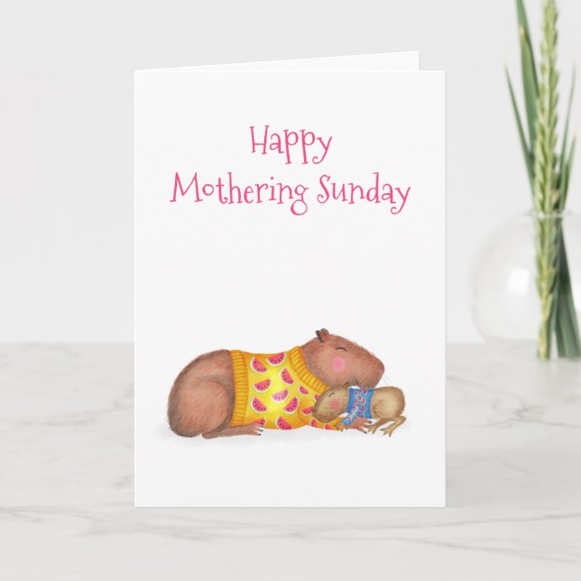 Cute capybara and baby Mothering Sunday card (Front)