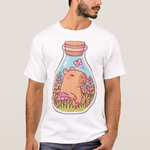 Cute Capybara And Butterfly In A Bottle T-Shirt