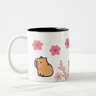 Cute Capybara and Cherry Blossom Mug   Adorable 