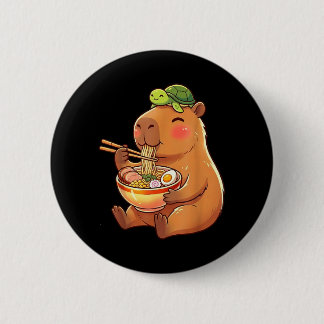 Cute Capybara and Turtle Backpack Ramen Kawaii 2 Inch Round Button