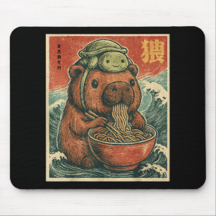 Cute Capybara And Turtle Backpack Ramen Kawaii Cap Mouse Pad