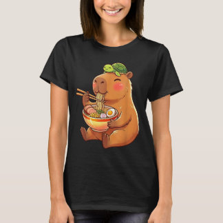 Cute Capybara and Turtle Backpack Ramen Kawaii T-Shirt
