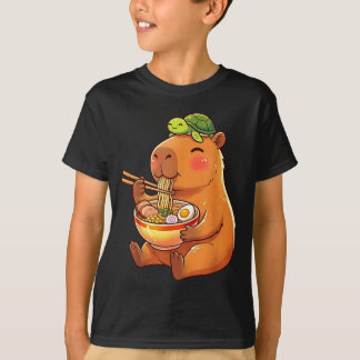 Cute capybara and turtle backpack ramen kawaii T-Shirt