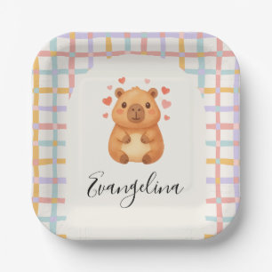  Cute Capybara Baby Shower Paper Plate