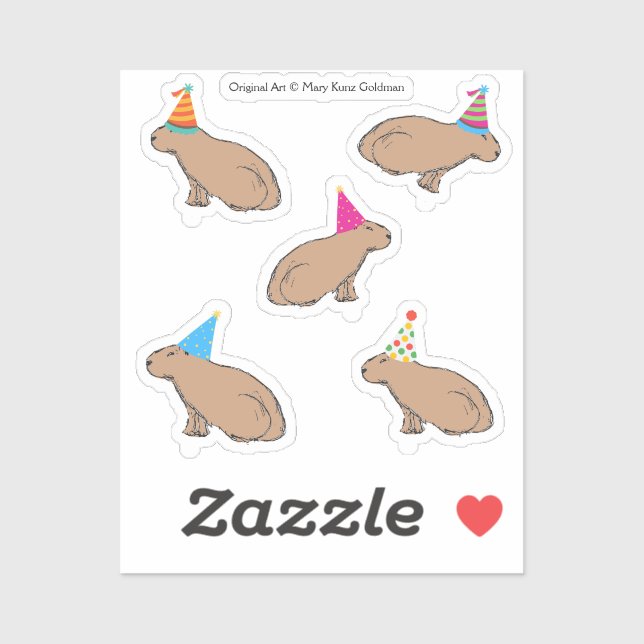 Cute Capybara Birthday Hand-Illustrated Zoo Animal (Sheet)