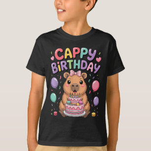 Cute capybara birthday party girl kids animal T-Shirt