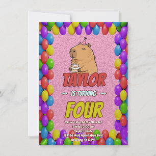 Cute Capybara Birthday Party Invitation