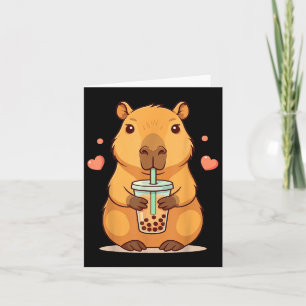 Cute Capybara Boba Tea Bubble Rodent Women Teen Gi Card