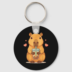 Cute Capybara Boba Tea Bubble Rodent Women Teen Gi Keychain