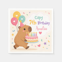 Cute Capybara Capy 7th Birthday  Pink Girl Name