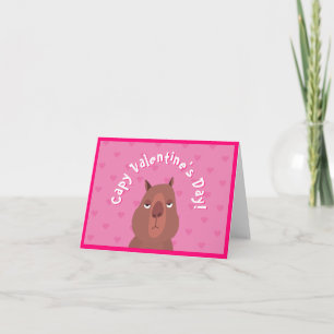 Cute Capybara "Capy Valentine's Day!" Card   Pink
