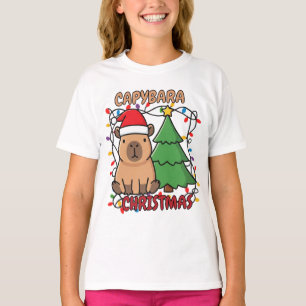 Cute Capybara Christmas Lights Party T-Shirt