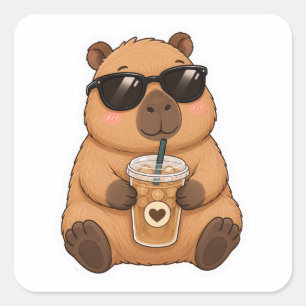Cute Capybara Coffee Lover Kawaii Sticker