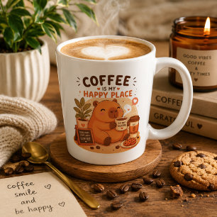 Cute Capybara Coffee Mug   Kawaii Coffee Lover Lat