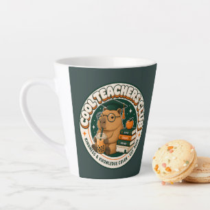 Cute Capybara Cool Teachers Club Retro Custom Latte Mug