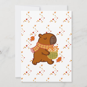 Cute Capybara Cozy Autumn Greeting & Corporate Eve Invitation