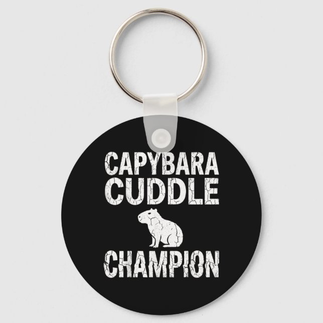 Cute Capybara Cuddle Champion Adorable Animal Keychain (Front)