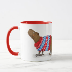 Cute capybara dans une tasse à sauter de Noël