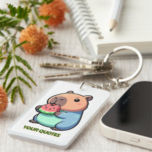 Cute Capybara Eating Watermelon Keychain