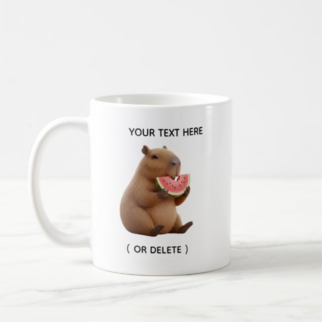 Cute Capybara Eating Watermelon Personalized Mug (Left)