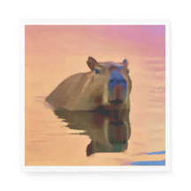 Cute Capybara Emerging From a Tranquil Lake