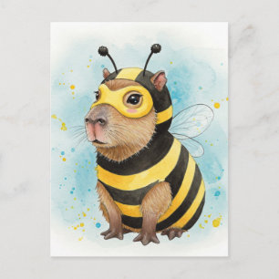 Cute Capybara en costume d'abeille Carte postale