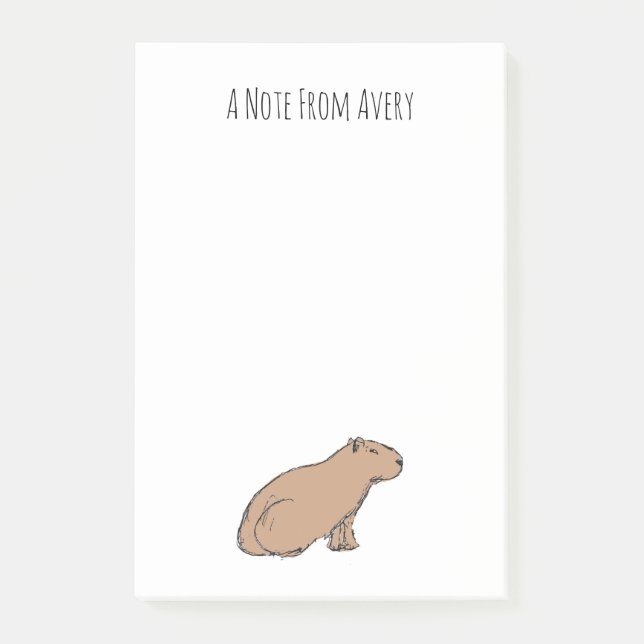 Cute Capybara Exotic Pet Personalized Rodent Post-it Notes (Front)