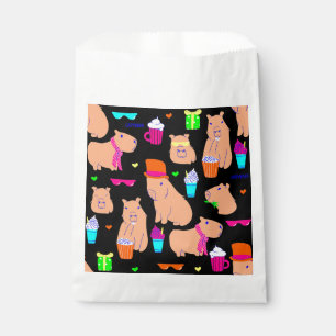 cute capybara funny animal black  favour bag