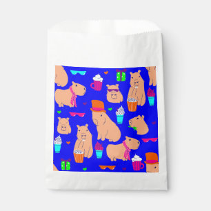 cute capybara funny animal blue favour bag