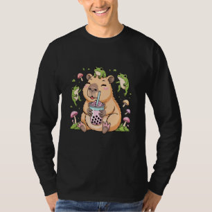 Cute Capybara Goblincore Boba Tea Frogs Kawaii Mus T-Shirt