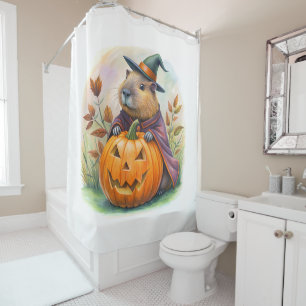 Cute Capybara Halloween Shower Curtain