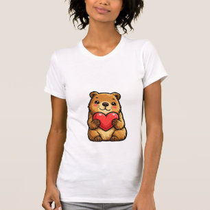 Cute Capybara Holding Heart Kawaii Capybara T-Shirt
