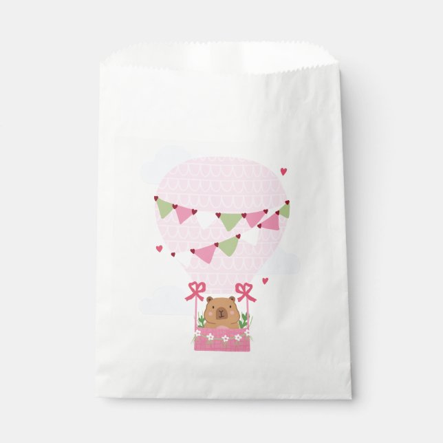 Cute Capybara Hot Air Balloon Favour Bag (Front)