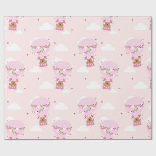 Cute Capybara Hot Air Balloon Wrapping Paper