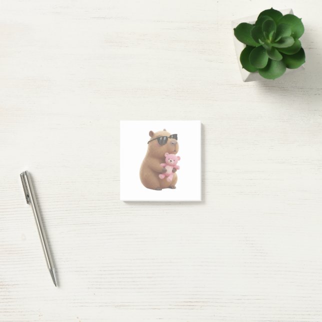Cute Capybara Hugging Teddy Bear Post-it Notes (Office)
