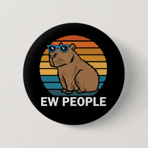 Cute Capybara Ironic Anti Social Mood Funny Quote 2 Inch Round Button