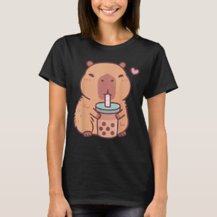 Cute Capybara Kawaii Anime Drinking Bubble Tea  T-Shirt