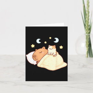 Cute Capybara Kawaii Sleep Pajamas Sleepybara Cat  Card