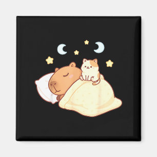 Cute Capybara Kawaii Sleep Pajamas Sleepybara Cat  Magnet