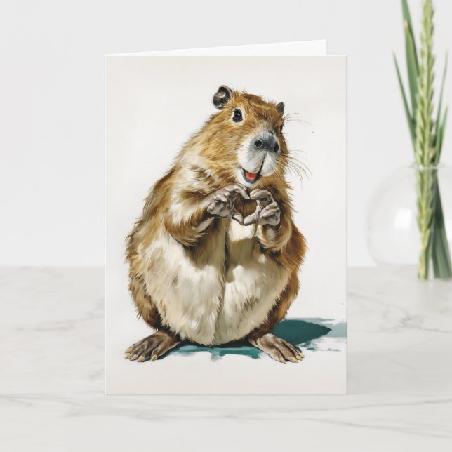 Cute Capybara Love Gesture Card (Front)
