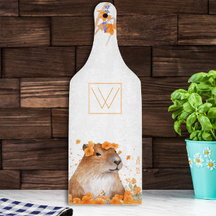 Cute Capybara Lover Gift Personalized Monogram Cutting Board