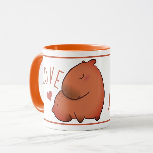 Cute Capybara Mug orange noire (Devant gauche)