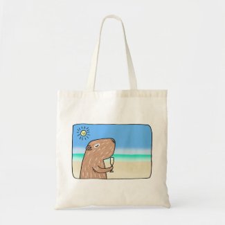 Cute Capybara on Beach Chilling out Capybara