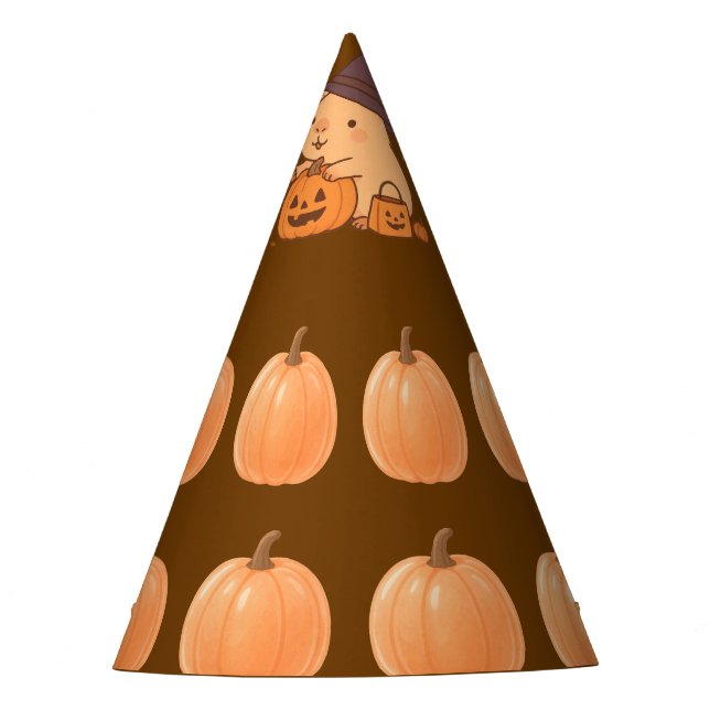 Cute Capybara on Pumpkin Halloween Party Hat (Front)