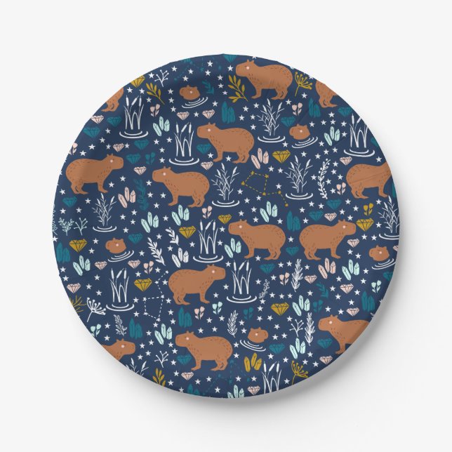 Cute Capybara Paper Plates (Front)