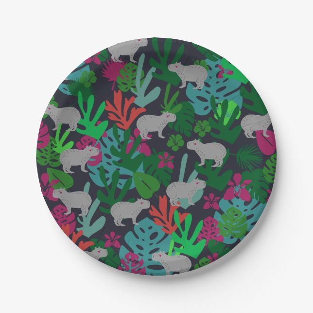 Cute Capybara Paper Plates (Front)