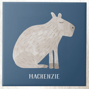Cute Capybara Personalized Name Tile