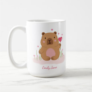 Cute Capybara Personalized Pink  Coffee Mug